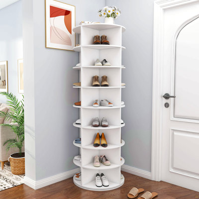 Étagère à chaussures rotative, étagère de rangement rotative à 8 niveaux, organisateur de chaussures pivotant sur 360 °, pouvant contenir 32 paires de chaussures (8 niveaux, blanc)