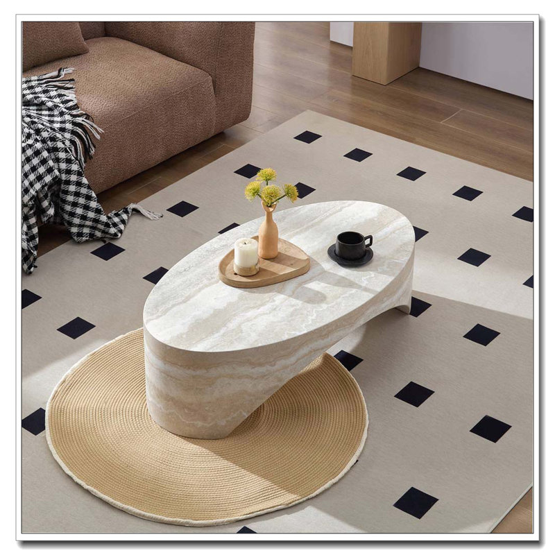 Table basse ovale, Blanc / Taupe