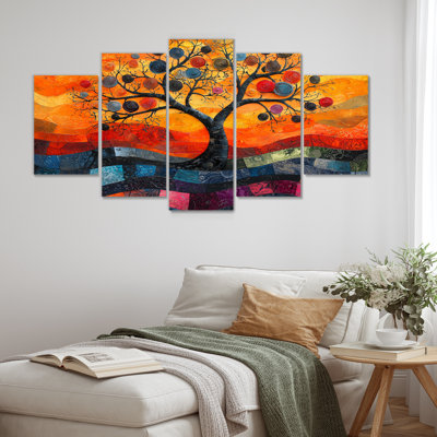 Ensemble de salon orange avec branches d'arbre de vie orange I - Arbre de vie