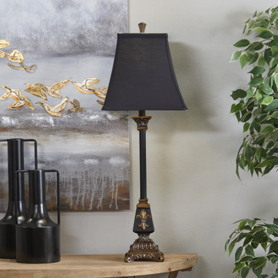Groveland Polystone Antique Style Fleur De Lis Black Buffet Lamp