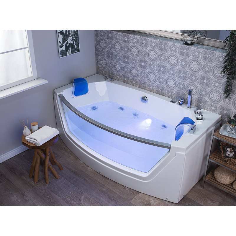Brantice 1750mm x 850mm Corner Whirlpool Acrylic Bathtub with Tap