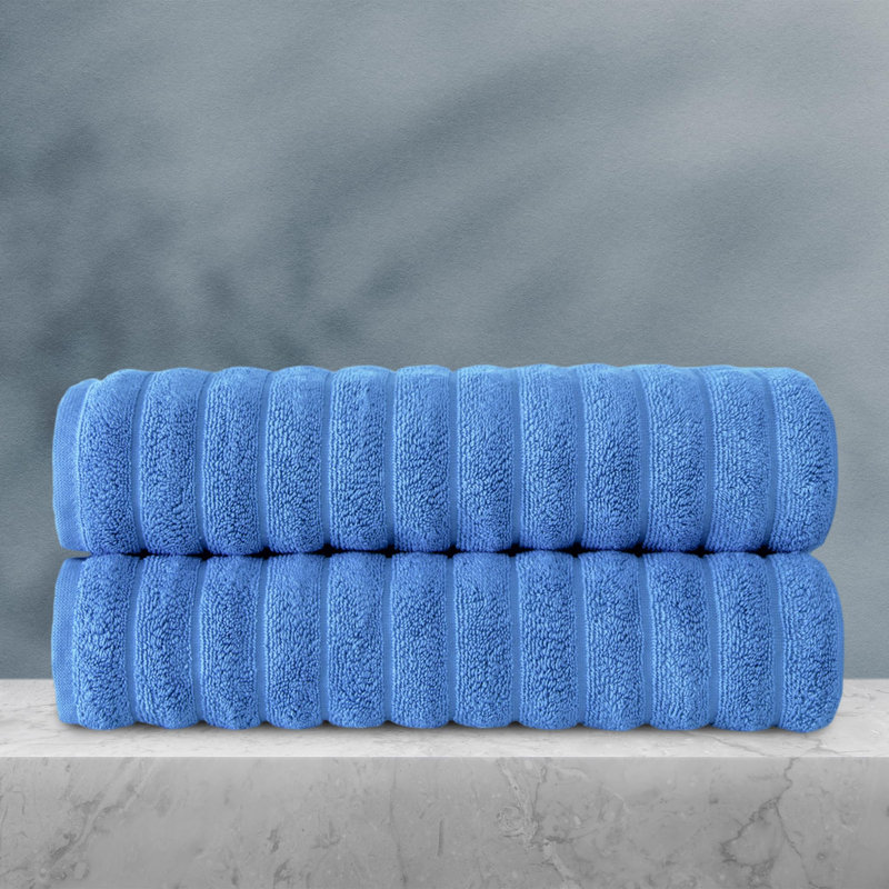 Hamrick 100% Cotton Plush Ribbed Bath Towel, Chocolate
