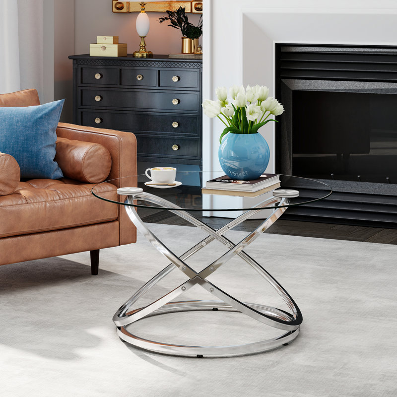 Reepham Frame Coffee Table with Storage, Clear/Chrome