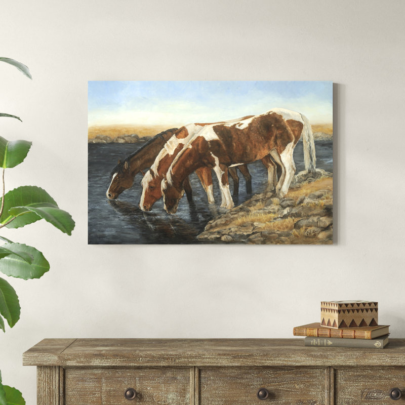 " Tres Caballos " Painting Print, 24" H x 36" W x 1.25" D