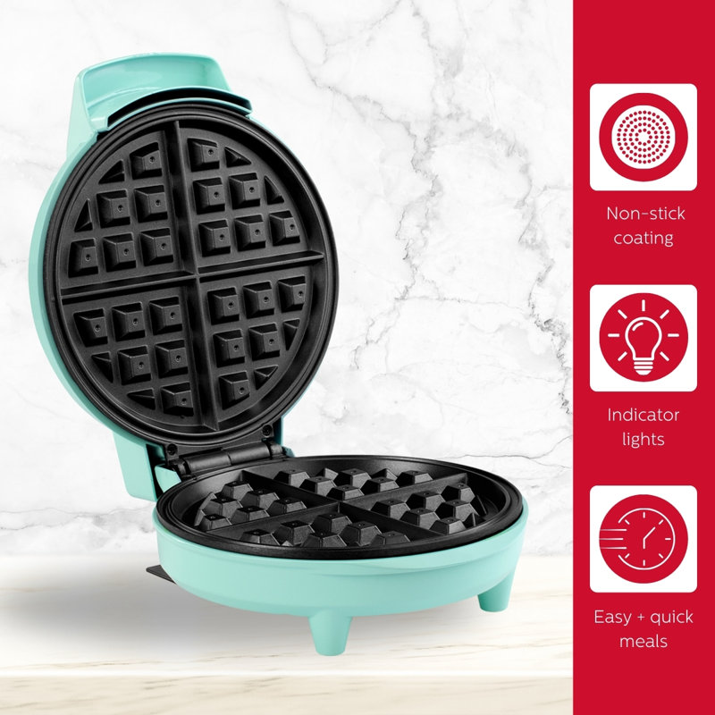 Mint Stainless Steel Non-Stick Belgian Waffle Maker with Adjustable Temperature