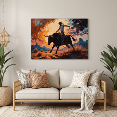 Art mural en métal noir de style sud-ouest Bull Rider 9