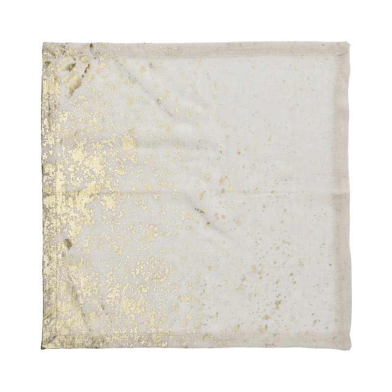 Metafoil Linen Napkin, White/Gold