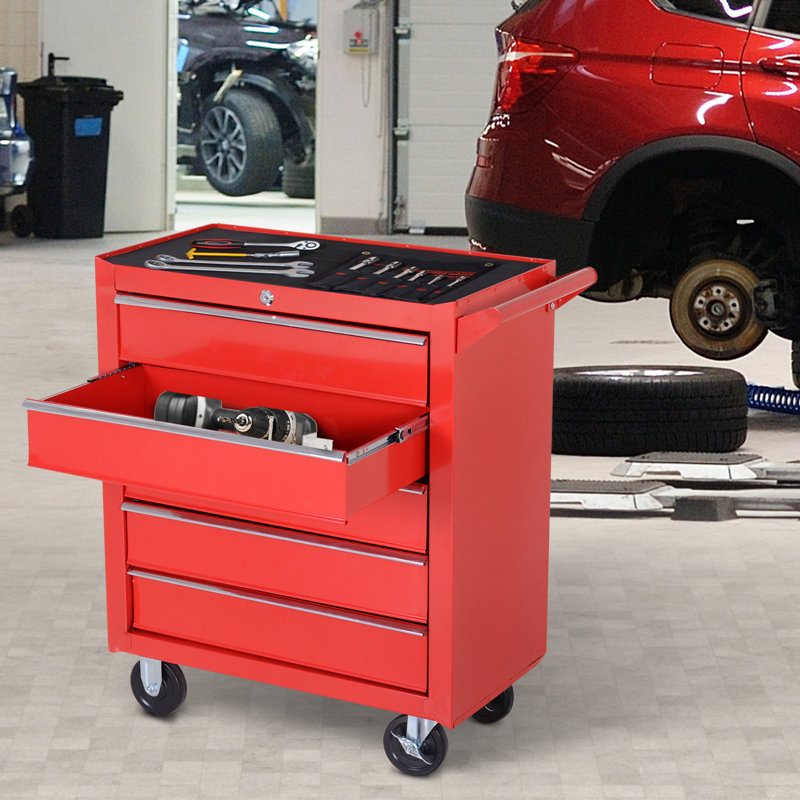 Commode escamotable à 5 tiroirs 27,17 po Dounton Mobile, Rouge