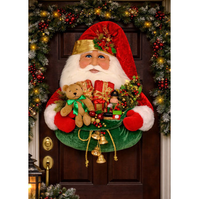 Lighted Santa Head with Gift Bag