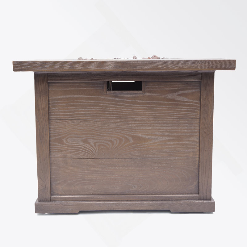 Foyer d'extérieur carré au gaz H 24 po x l 32 po (réservoir à l'intérieur), brun avec motif en bois - 40 000 BTU