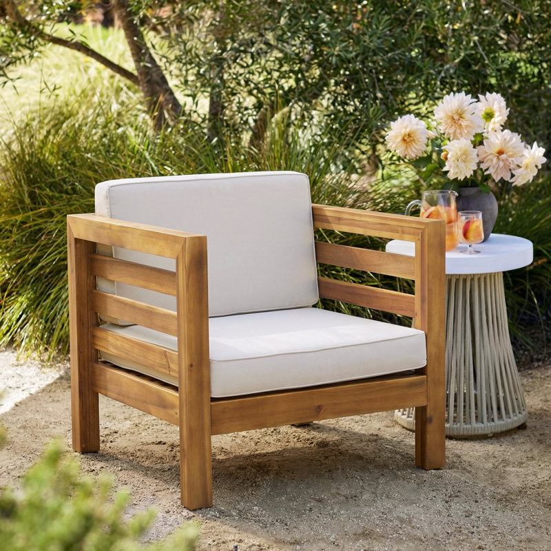 Outdoor Lounge Chair, Beige, Teak