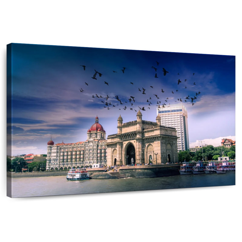 Senne, oiseaux au-dessus de la porte d'entrée de l'Inde, H 8 po x l 12 po