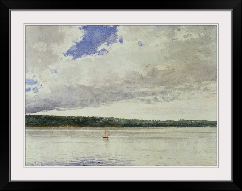 Petit «Sloop on Saco Bay» par Winslow Homer - impression, H 30 po x l 38 po x P 1 po, Cadre noir