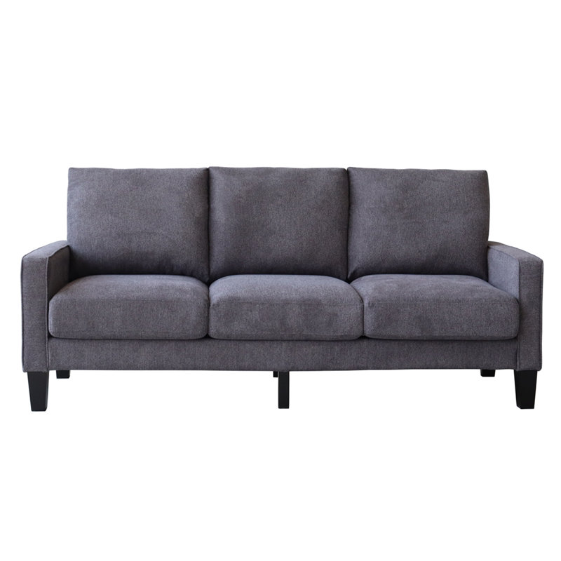 Upholstered Curved Sectional Symmetrical, Dark Gray Fabric