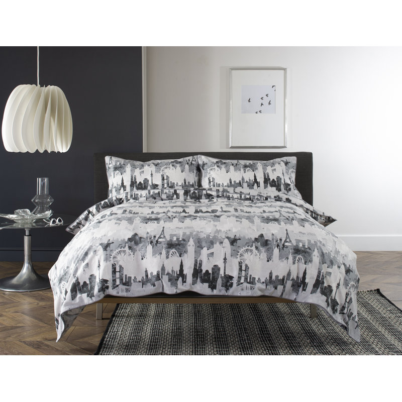 Cotton Abstract Duvet Cover Set with Pillowcases, Double - 2 Standard Pillowcases