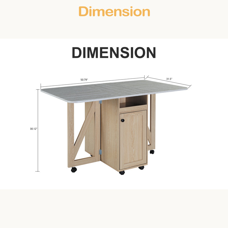 Multi-functional Foldable dining table, Slate / Light Oak