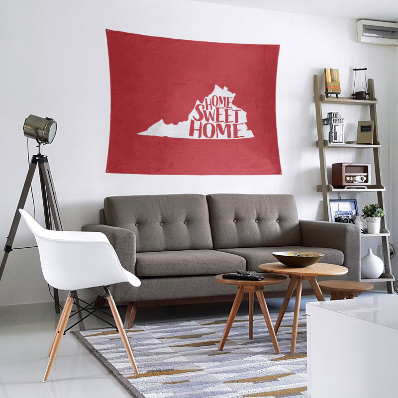 Tapisserie «Home Sweet Virginia», H 27,5 po x l 37,5 po, Rouge
