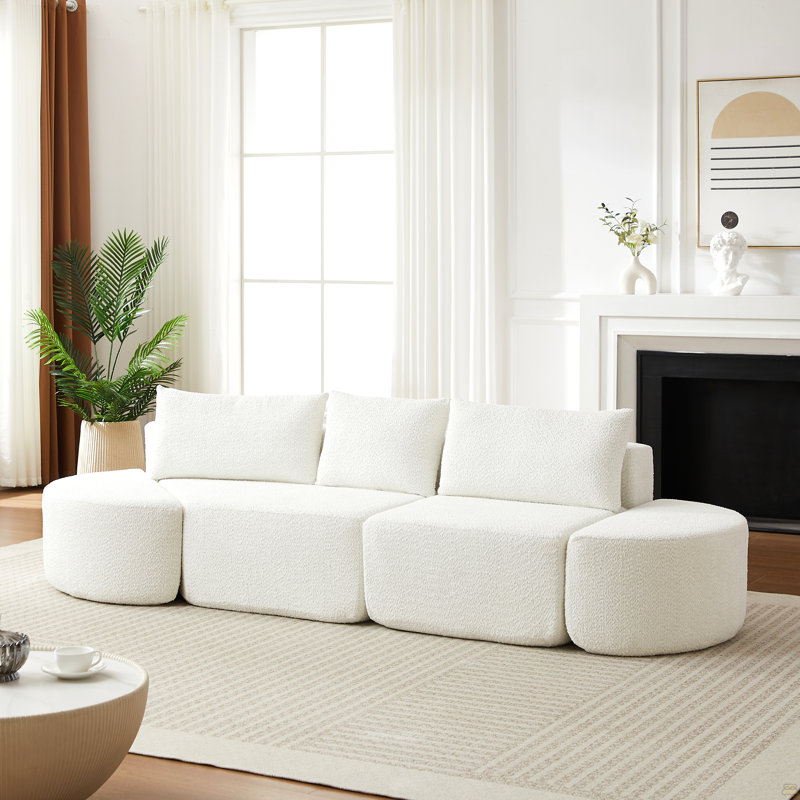 Ensemble de canapé modulaire en tissu chenille de 106,3 pouces, Orienté à droite, Chenille beige