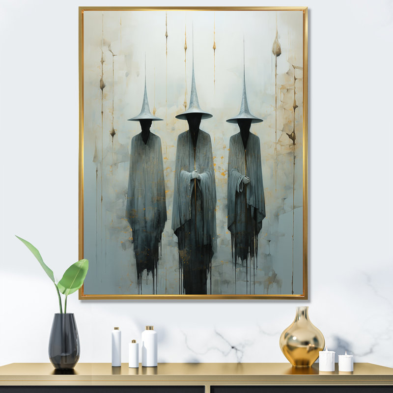 Minimalisme sorcières - impression, Cadre flottant doré, H 20 po x l 12 po x P 1 po