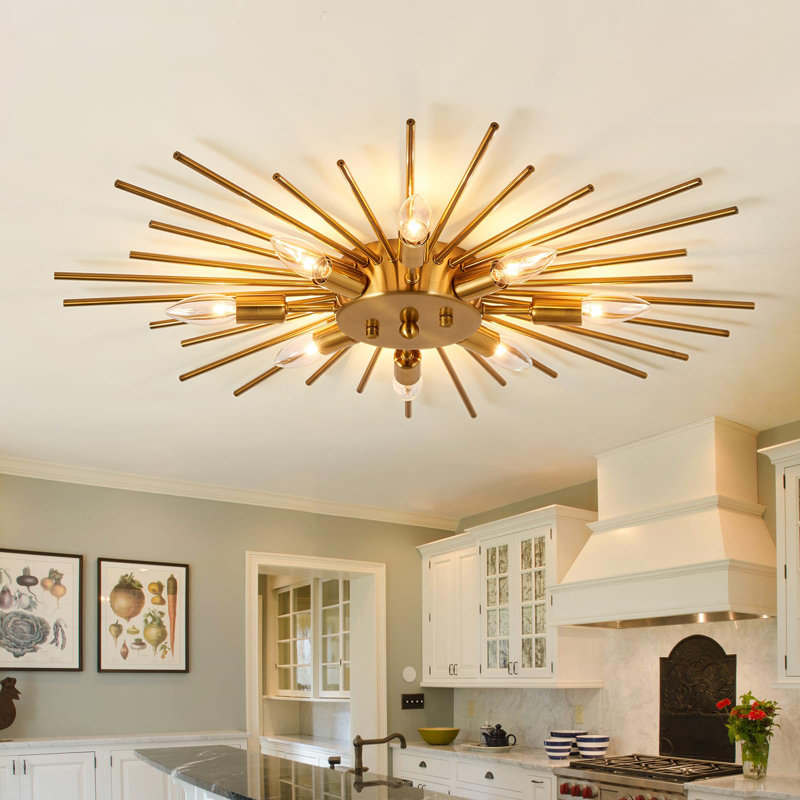 Lustre semi-encastré 8 lumières en métal moderne