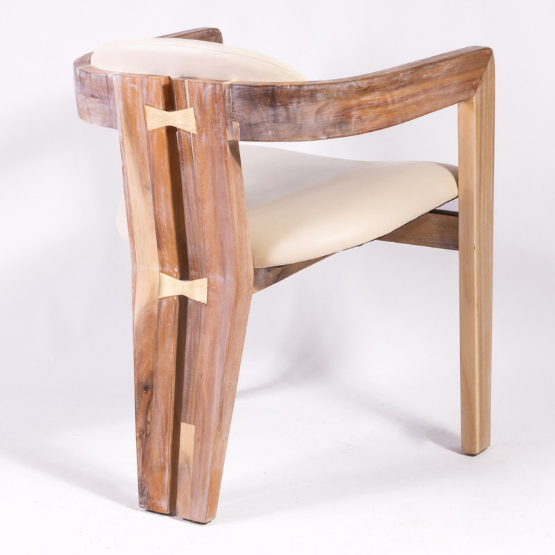 Serena Upholstered Arm Chair, White, Natural