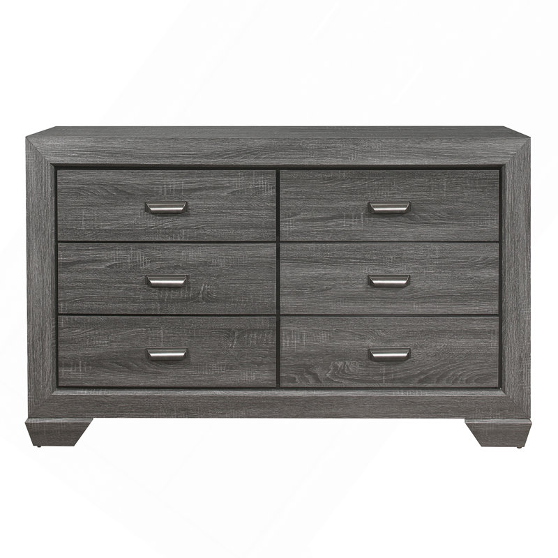 Wooden Bedroom Furniture Gray Finish 1Pc Dresser Of 6X Drawers Contemporary Design Rustic Aesthetic