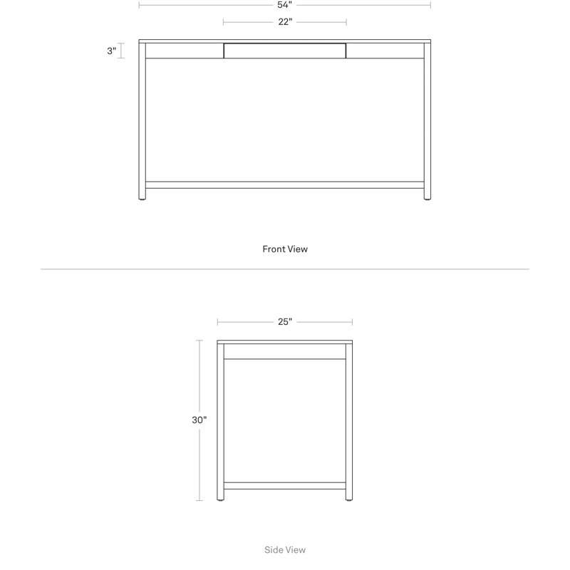 Open Plan Writing Desk, 30" H x 54" W x 25" D, White Oak