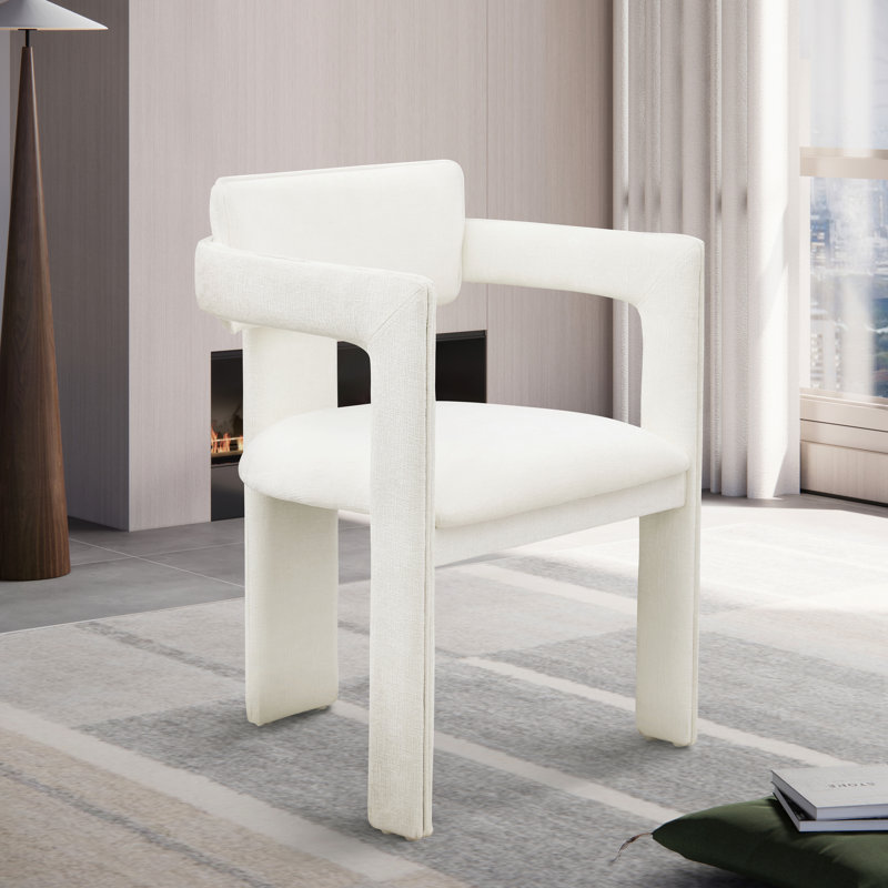 Exilda Chenille Fabric Dining Chair, Cream Chenille Fabric