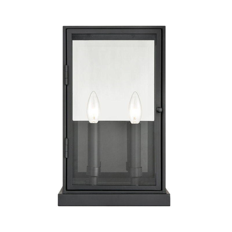 Applique murale d'extérieur 2 lumières de 15 po de hauteur Foundation - Noir mat