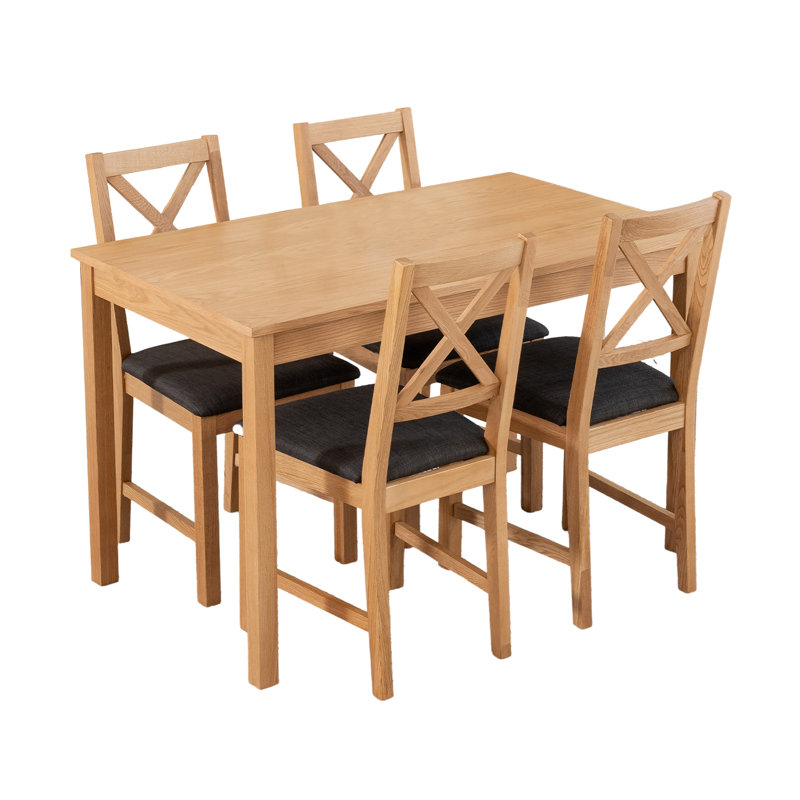4 - Person Solid Oak Dining Set, Dark Gray