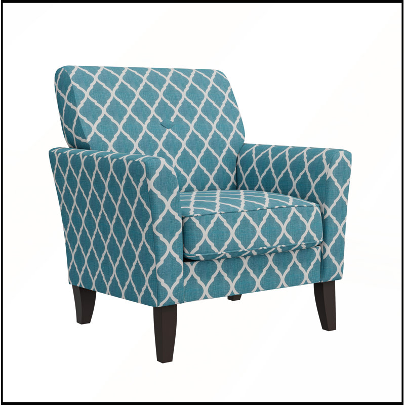 Fauteuil d'appoint Dorset avec treillis turquoise et dossier capitonné pour un confort moderne