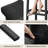 24'' Counter Height Bar Stools Set of 2 – Backless Upholstered Saddle Seat, Padded Curved PU Leather Cushion, Easy Assembly, Black + Black Cushion, 2PACK