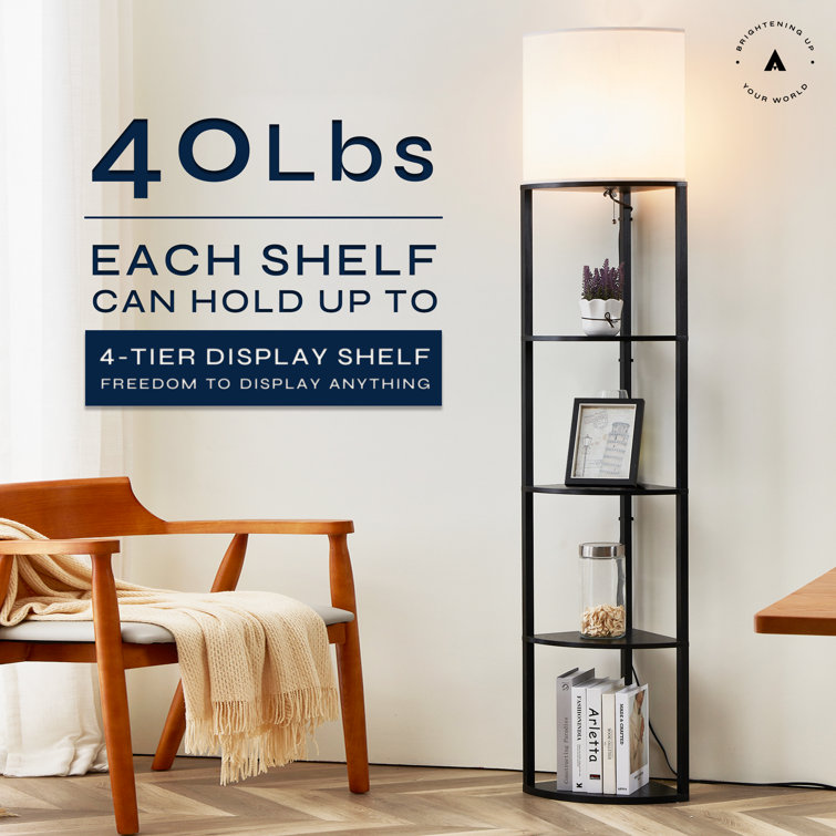 Latitude Run® 64 Fancy Column Floor Lamp with Shelves and 3-in-1