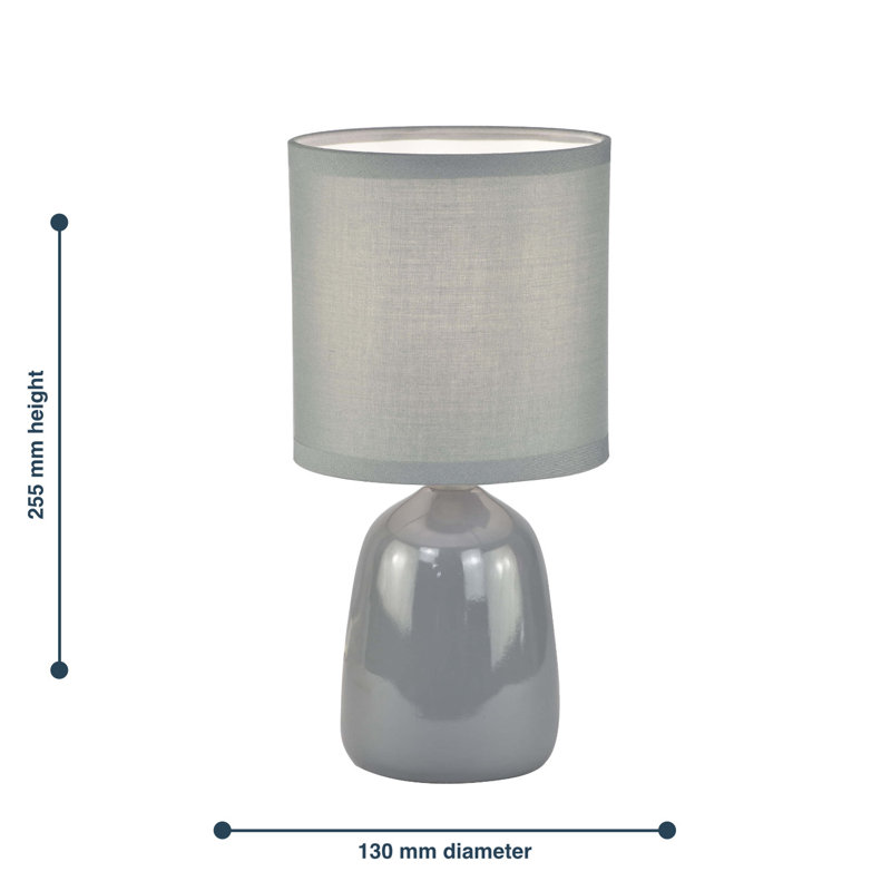 Mellisha Ceramic Table Lamp, Grey Glaze, Grey