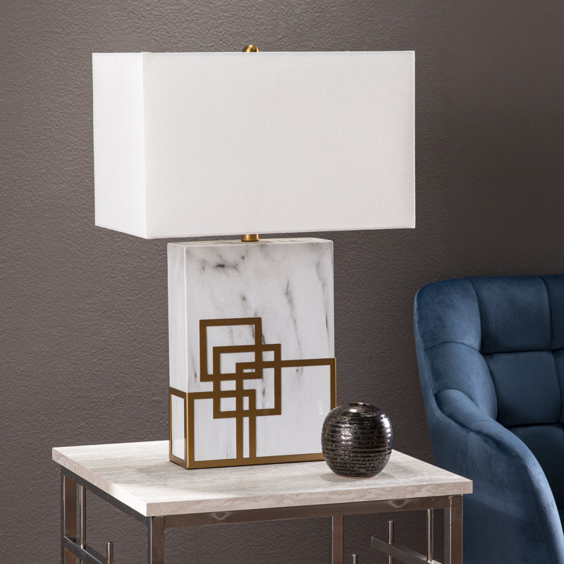 Lampe de table 24,5 po blanc / or