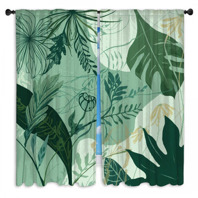 Illustration de feuille tropicale avec rideaux obscurcissant et obscurcissant - 2 panneaux