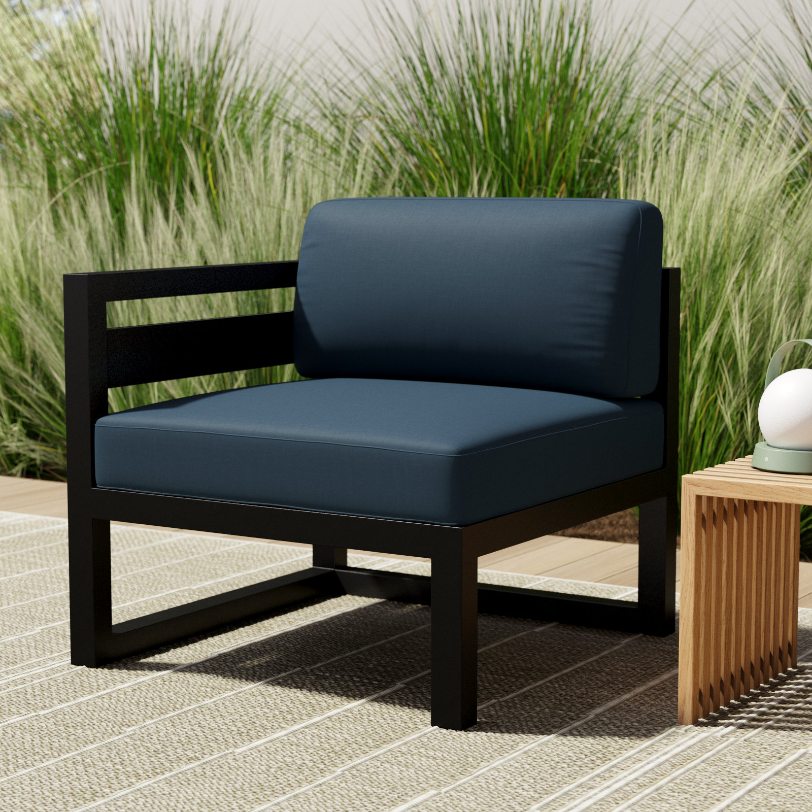 Smith Sunbrella® Patio Lounge Chair, Spectrum Indigo, Black