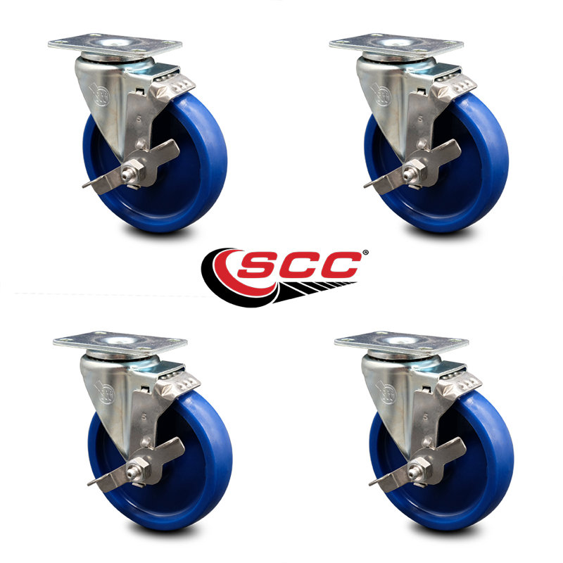 Solid Polyurethane Top Plate Caster Set with Brake