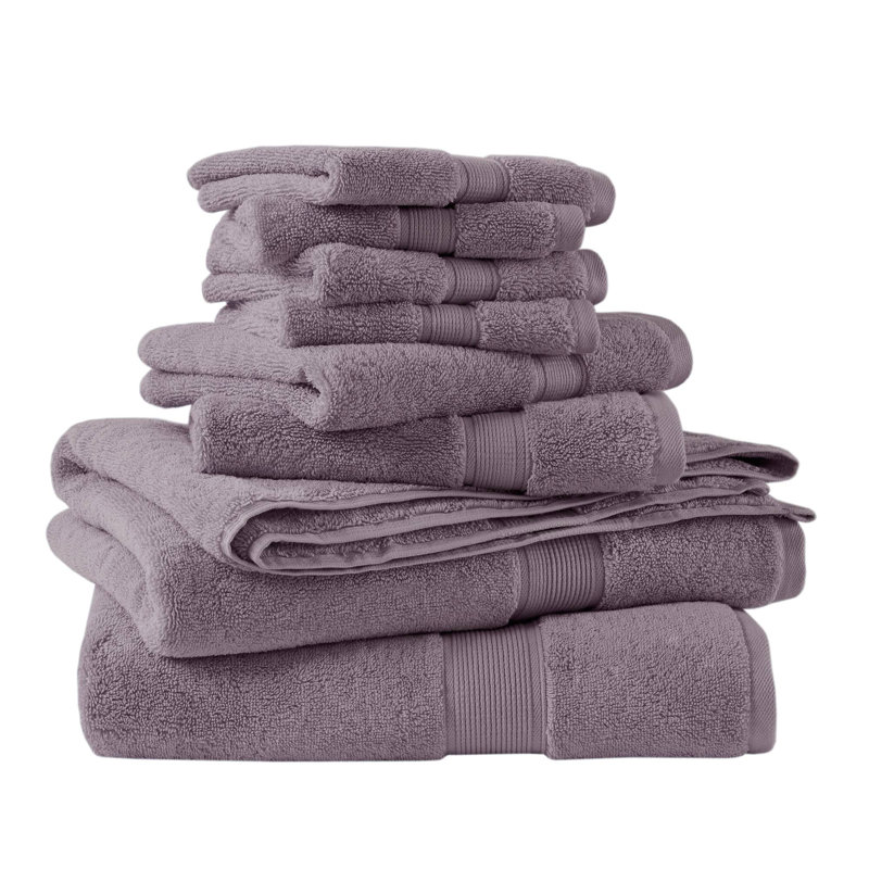 800GSM Ultra-Soft 100% Cotton Absorbent Towel Set, Light Purple