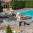 Damne 195cm Long Reclining Single Chaise with Cushions and Table