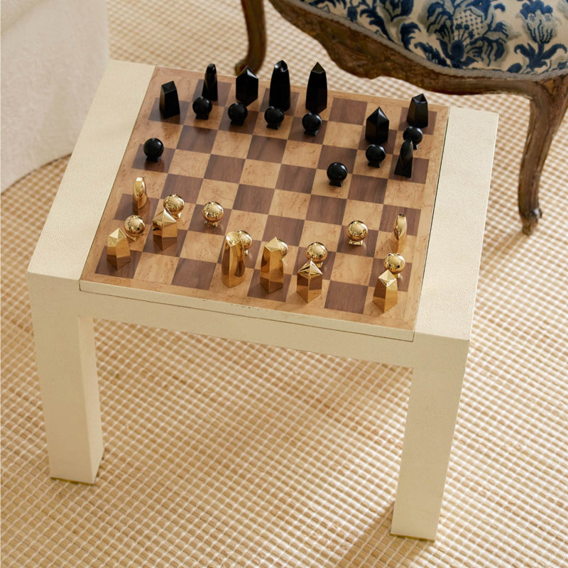 Shagreen Chess Side Table, Brown