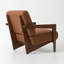 Fauteuil d'appoint en cuir véritable avec structure en chêne massif assemblée de 66 cm de large-782349375
