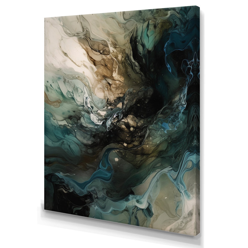 «Green World Inner Worlds of Marble I» sur toile, H 44 po x l 34 po x P 1,5 po, Toile tendue