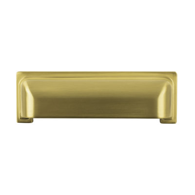 Brighton Collection Cup Pull - 3-3/4" Center to Center Cabinet Pull Brushed Golden Brass - Farmhouse Hardware for Drawers & Cabinets