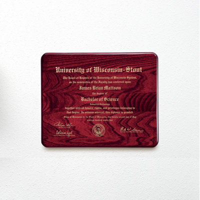 Commemorative I Traditional Blank Award Plaque, High-Gloss Hardwood Case with Polished Brass Mounting Leg
