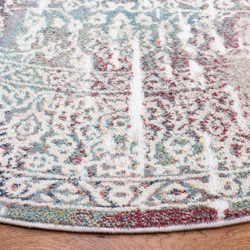 Tapis bordeaux Divergent, Rond 6 pi 7 po