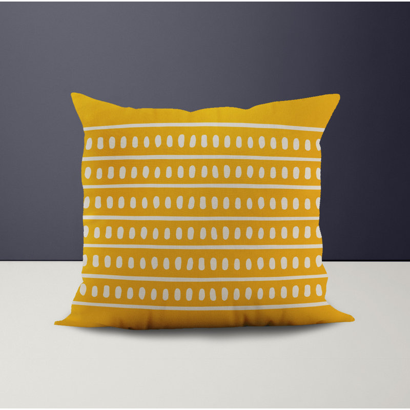 Jeté carré en polyester intérieur / extérieur, L 19 po x H 19 po, Jaune