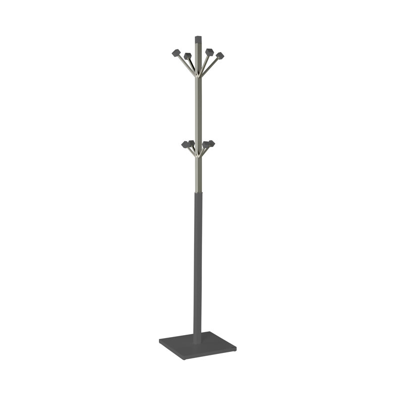 Fressia Solid Wood Freestanding 8 - Hook Coat Rack, Grey