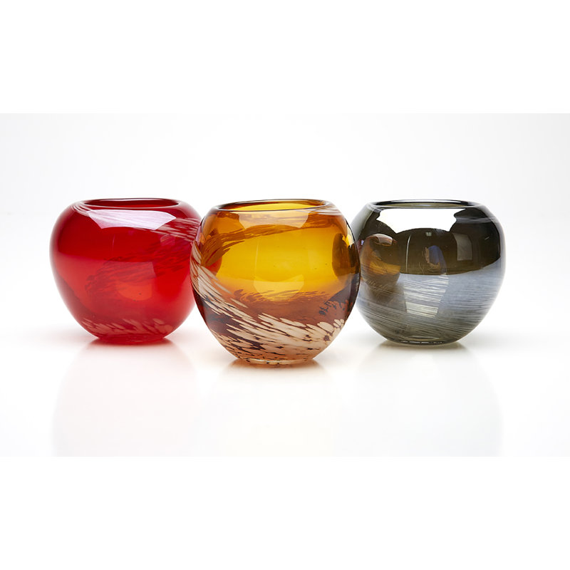Pearl 3.4'' H Glass Tabletop Votive Holder, Amber