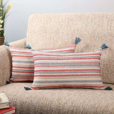 Oksana Coral Color Jacquard Cushion Cover (Set Of 2)
